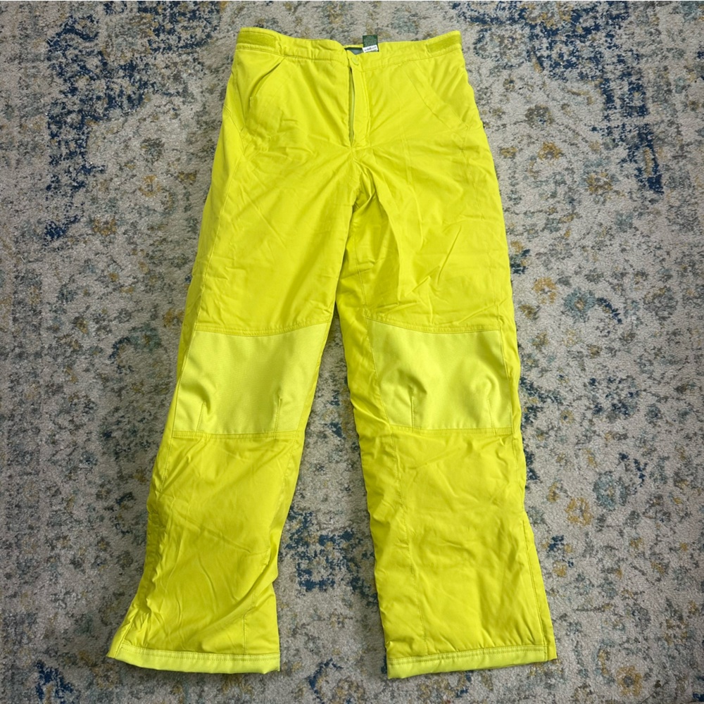 LL Bean Snow Pants Youth 16 Yellow Lined Insulated Snowboarding Ski Outerwear